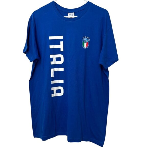 NWT Italia Italy Soccer Tee Size XL Bright Blue Flag Short Sleeves Crewneck - Picture 1 of 5